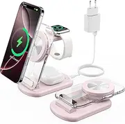 Magnetic 3 in 1 Charging Station for Apple Devices, Fast and Foldable Charger for Travel with Night Light for iPhone 16 15 14 Apple Watch/AirPods Pro PK