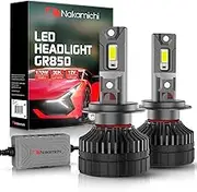 Nakamichi GR850 Series H7 LED Light Bulbs for Replacement, 30,000 Lumens 170W Per Set, Super Bright Daylight White, Plug and Play, High & Low Beam, Pack of 2 6000K, H7