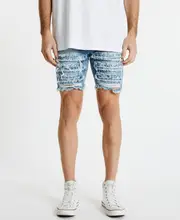 [Sushi Radio] Blade Runner Raw Hem Shorts Destroyed Blue 32