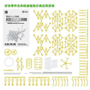 風力仿生獸科技小制作兒童玩具科學小發明創意手工風能動力機械獸