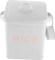 GRIRIW 1Pc Practical White Iron Rice Storage Tank Multi Purpose Bucket for Flour Grains and Oil Easy to Clean Kitchen Container for Household Organization