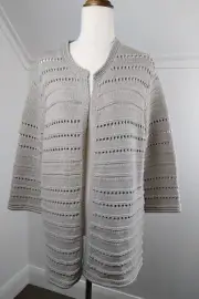 Noni B Ladies Size Medium Taupe Cotton Open Knit Cardigan Long Sleeves NWT