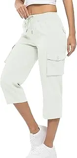 [WAJCSHFS] Cargo Pants Women Low Waisted Drawstring Capri Pants Outdoor Hiking Casual Pants Lightweight Jogger Pants, Z07-white