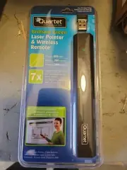 Quartet Brilliant Green Laser Pointer & Wireless Remote, Class 3a, Black, NEW