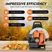 65CC 2 Stroke Petrol Backpack Leaf Air-cooled Blower Commercial Garden Yard Tool