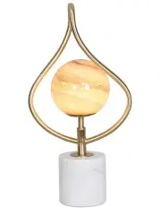 [Sarantino] Sculptural Glass Table Lamp with White Marble Base in Orange