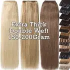 Thick Double Weft Clip In 100% Real Remy Human Hair Extensions Full Head Blonde