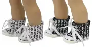White & Black Skull & Crossbones Sneakers Shoes fit 18" American Girl Size Doll