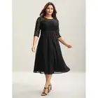 2X 18 20 Plus Size Black Lace Stretchy Pocket BloomChic Dress Classy Cocktail