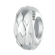 925 Sterling Silver Feather Textured Spacer Bead Bracelet / Necklace Set