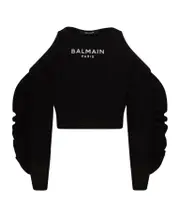 logo-print cold-shoulder jumper 14Y,13Y,12Y Black