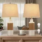 GyroVu Boho Rattan Table Lamp Set of 2, 3 Color Temperature Bedside Lamps, La...