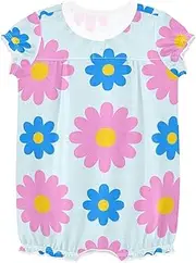 [miaozhen] Toddler Romper Ruffled Sleeve Infant Jumpsuit Girl Cotton Toddler Outfit 12M Lovely Daisy Floral Peach Blue ropa de para salir del hospital nina, Lovely Daisy Floral Peach Blue