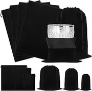 Tanstic 4Pcs Silver Storage Bags, 11.81" x 15.74"/ 300 x 400mm Anti Tarnish Storage Bag Black Fabric Cloth Bags for Silverware, Silverplate, Flatware, Jewelry Storage