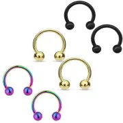 TINY 16G 1/4" 6mm BLACK STEEL HORSESHOE EAR TRAGUS RING DAITH ROOK EARRINGS