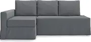 Polyester Loose Fit Friheten Sleeper Sofa Cover for IKEA Friheten 3 Seat Sofa Bed Slipcover and Sectional Chaise Sofa Cover (Polyester Dark Grey, Chaise on Left(face to Sofa))