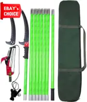 26ft Manual Pole Saw Tree Trimming Extendable Branch Pruner Sharp Scissor Green