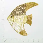 7 1/4" x 7" Tropical Fish Sequin Patches/Appliques, Gold