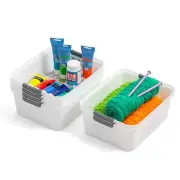 USA Plastic Storage Basket, 6-Pack, Medium, Shelf Basket Storage Organizer fo...