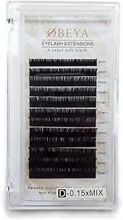 (ELE-SK-D0.15) - D Curl Eyelash Extensions .15 Thickness 8-15mm Mixed Tray Soft Volume Natural Silk Individual Lash Extensions for Salon Perfect Use by OBEYA