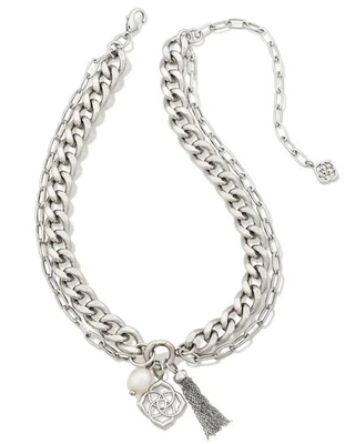 Kendra Scott Everleigh Womens Silver-Tone Daintier Link Chain Necklace BUU1318