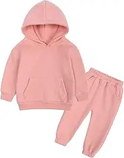 [Generic] Toddler Boy 4t Outfits Toddler Kids Babys Girls Boys Spring Winter Solid Warm Thick Long Sleeve Pants Hooded Hoodie Sweatshirt Set Outfits Baby Bundles Pink