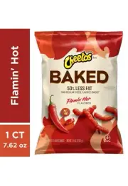 〽️New Exclusive Cheetos Baked 50% Less Flamin Hot Crunchy Cheese Chips 8oz
