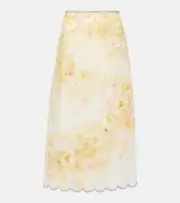 [Zimmermann] Zimmermann Crush scalloped linen midi skirt AU 14 yellow