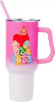 Care Bears Stainless Steel Insulated Travel Tumbler w Handle, Lid & Straw NWT