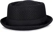 [Beisto] Summer Mesh Pork Pie Hat Cute Fedora Hat Lightweight Breathable Short Brim Bowler Derby Cap for Men Women