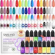 SAVILAND Airbrush Gel Nail Polish:36 Colors No Need for Dilution Gel Polish Airbrush Paint for Nail Diluted High Pigmented for Acrylic French Gradients Nails Art Stencils Cat Eye Paint Home Salon DIY
