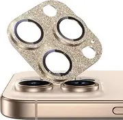 2 Pack for iPhone 16 Pro/16 Pro Max Camera Lens Protector, Bling Camera Cover Fit for iPhone 16 Pro/16 Pro Max, 9H Tempered Glass, Keep Original Shooting, Anti-Scratch & HD Clear, Gold