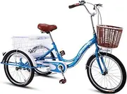 Three Wheel Bike, Adult Tricycle 3 Wheel Trike Bike Single Speed Hybrid Cargo Cruiser with Cargo Basket for Shopping Exercise Recreation Cycling Pedalling