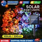 100/200 LED Solar String Lights Peach Flower Fairy Outdoor Garden Party Decor
