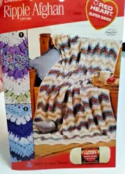 Ripple Afghan LW1441 Crocheted Crochet Red Heart SINGLE Leaflet Project Sheet
