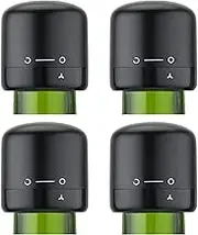 OUWO Wine Bottle Stopper, Wine Stopper with Silicone Wine Toppers Stopper Reusable Wine Saver, Wine Cork Superior Leak-Proof Keeps Wine Fresh Best Gift Accessories, Black 4 pack