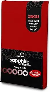 Luxury Percale Non Iron Red Fitted Sheet Size - Single