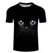T-Shirt Cat Black Eyes, Animal Pet Lovers, Kitten Huge Cat Face Size: XL