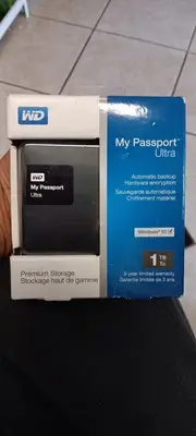 WD My Passport Ultra Black Portable 1TB Backup Hardware Premium Storage HDD