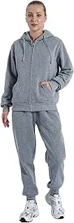 [Facitisu] Women Fleece Sweatsuit 2 Piece Outfit Winter Warm Sherpa Lined Tracksuit Zip Up Hoodie Sweatshirts and Sweatpants