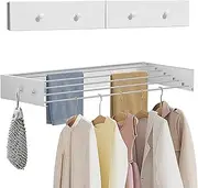 Wall Mounted Clothes Drying Rack,60cm Foldable Wall Mount Clothes Airer Heavy Duty Carbon Steel Wall Dryer with 4 Hooks 25Kg Load Capacity for Indoor and Outdoor (60cm(23.6in))