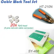 8 Contact Rj45 8 Pin Network Plug Crimping With 20 of rj45 Head Cable Tester Kit