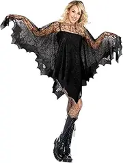 OurWarm Halloween Poncho for Women Black Lace Cape Adult Plus Size Halloween Costumes,Day of The Dead Costume Halloween Shawl