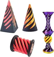 Pack of 4 3D Printed Spiral Cone Fidget Toy, Impossible Spiral Cone Pyramid, 3D Printed Spiral Ball, Fidget Toy, Spiral Toy, Impossible Cone Spiral Cone Decompression Toy for Adults and Children