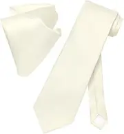 [Vesuvio Napoli] Solid CREAM Color NeckTie & Handkerchief Men's Neck Tie Set