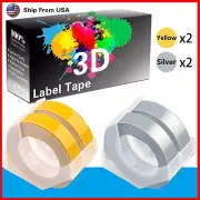 (2Yellow+2Silver) LabelTape For Dymo S0720020 1540 Dymo 15447 Label Makers