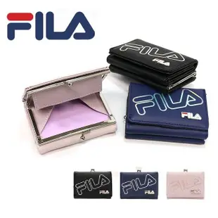 風和屋💖日版 FILA 短夾 炫彩大logo 鋪棉皮革 迷你皮夾 三折錢包 口金珠扣零錢包 I41