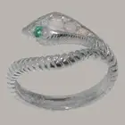 14k White Gold Natural Opal Emerald Womens Band Ring - Sizes 4 to 12