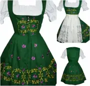 2XL 24 German Dirndl Dress +LaceApron+Top EMBROIDERED Waitress Oktoberfest Party