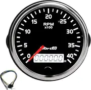 Tachometer, RPM Gauge, Engine Speed Meter, Compatible with 1-8 Cylinder Gasoline Engine, 85mm 0-4000RPM IP67 Waterproof White Amber Backlight